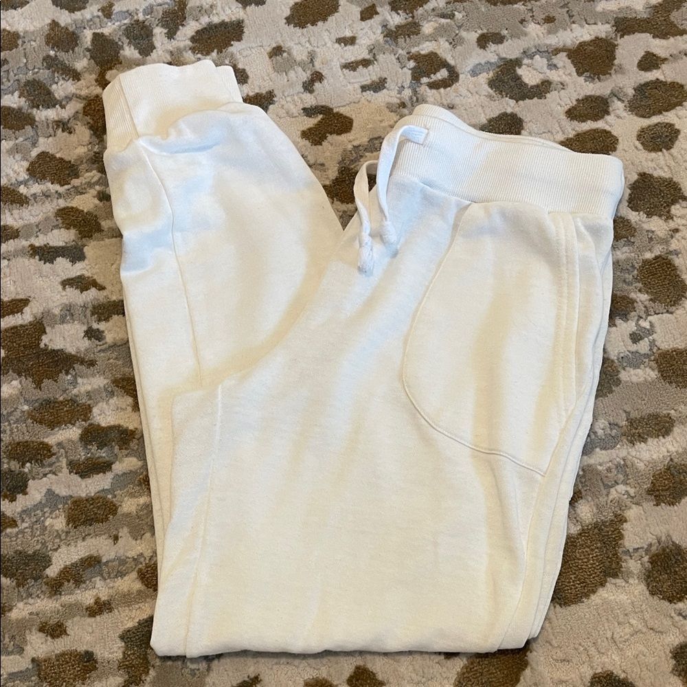 Another Love Women's Cream Knit Jogger Pants Cozy Tie Waist Pockets Sz Medium